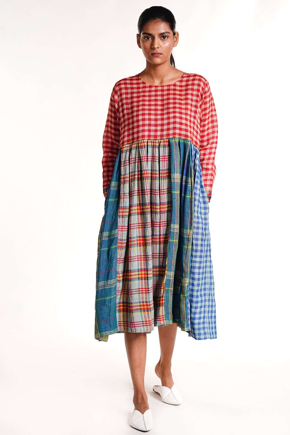 injiri インジリ MULTI CHECK DRESS Buy Injiri Soft Multi 100% Linen Dresses