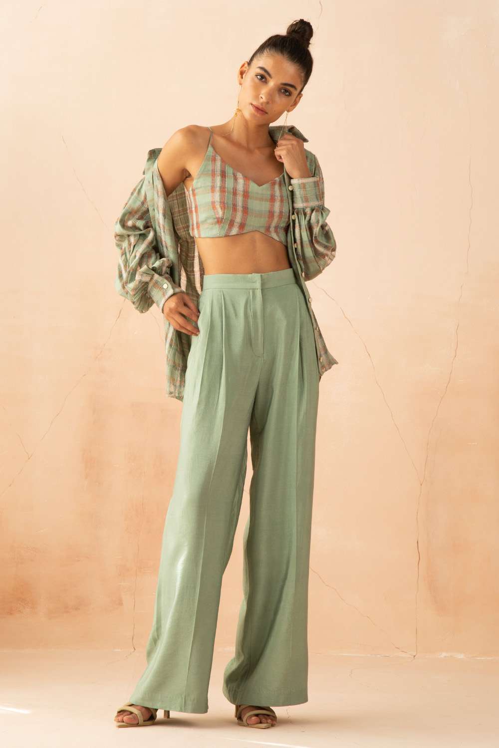 Buy APZ Soft Green Textured Linen