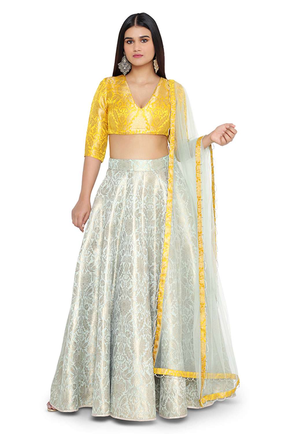 Buy Stunning Royal Beige Embroidered Soft Net Lehenga Choli With Dupatta -  Zeel Clothing