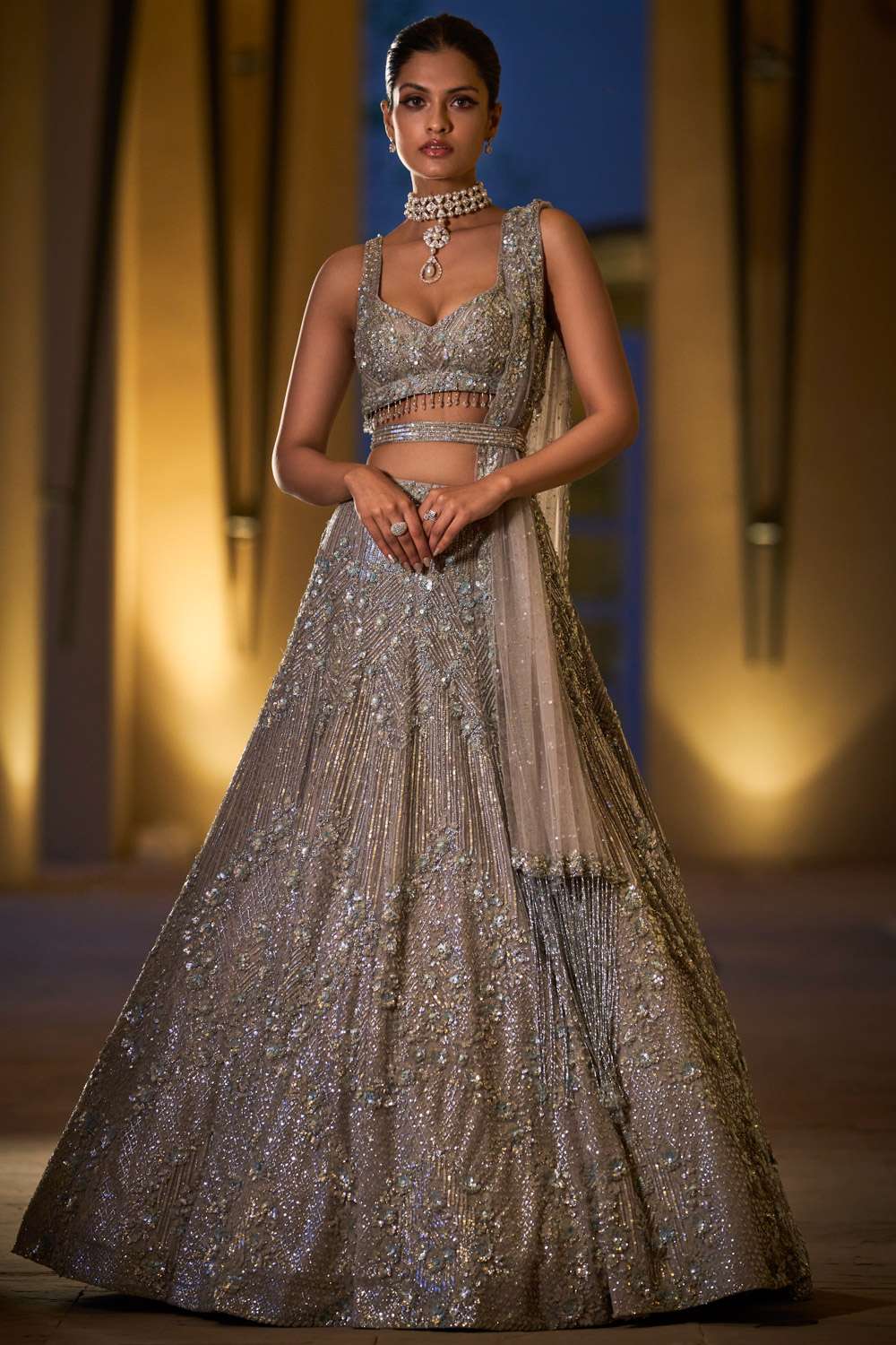 Mehendi Swarovski Shimmer Designer Lehenga in Bangalore at best price by  Koskii - Justdial