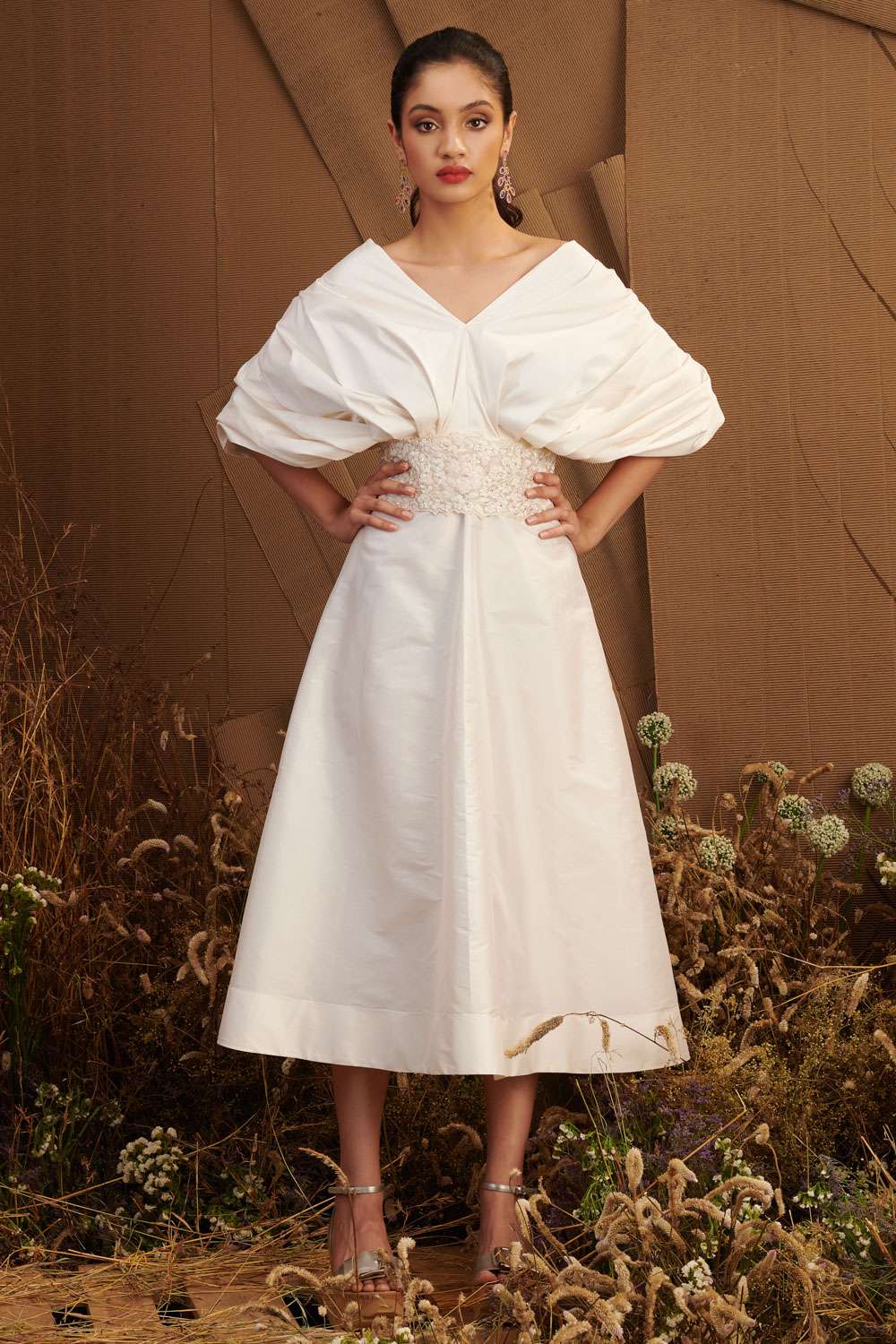 Buy Shriya Som Soft Ivory Taffeta Dresses