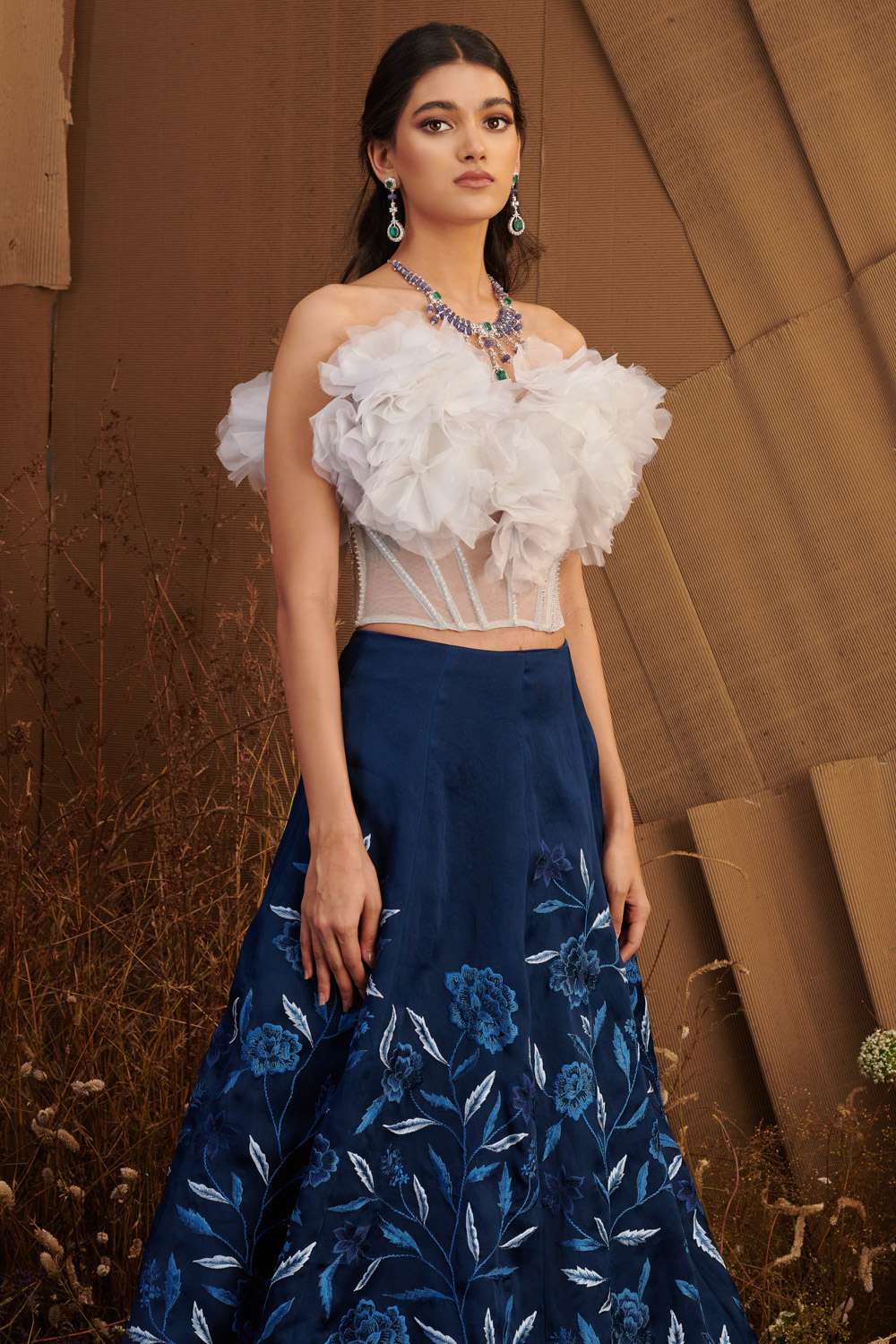 Shriya Som Draped ruffle blouse | Ensemble India sovisoon sherbet 