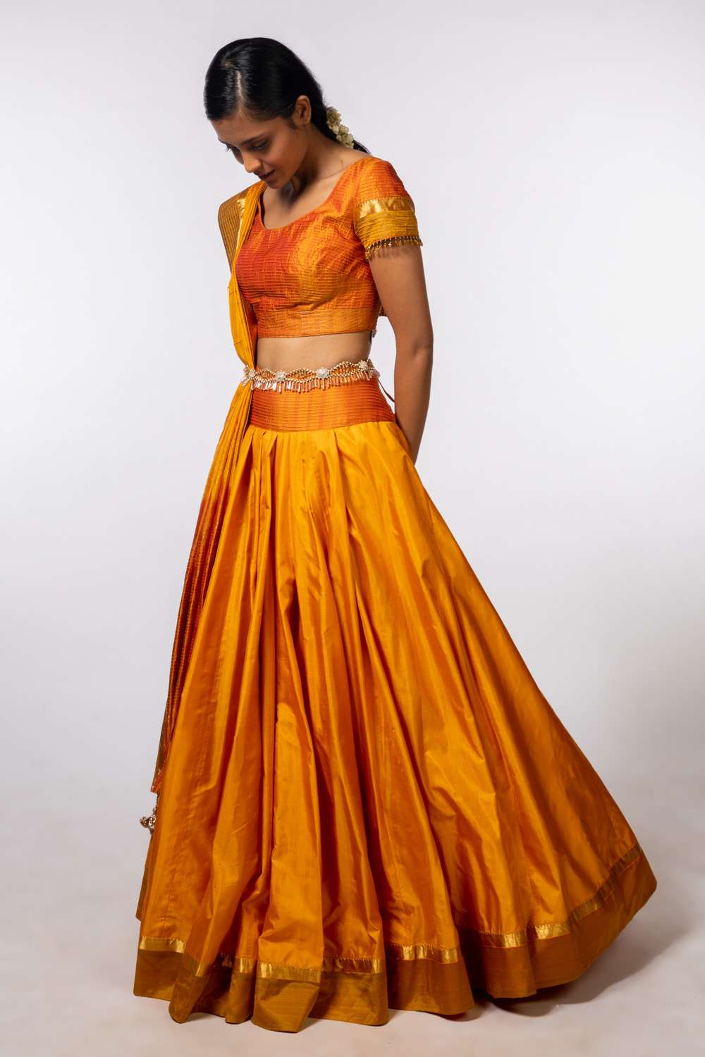 Orange Faux Chiffon Wedding Lehenga Saree 60113 | lupon.gov.ph