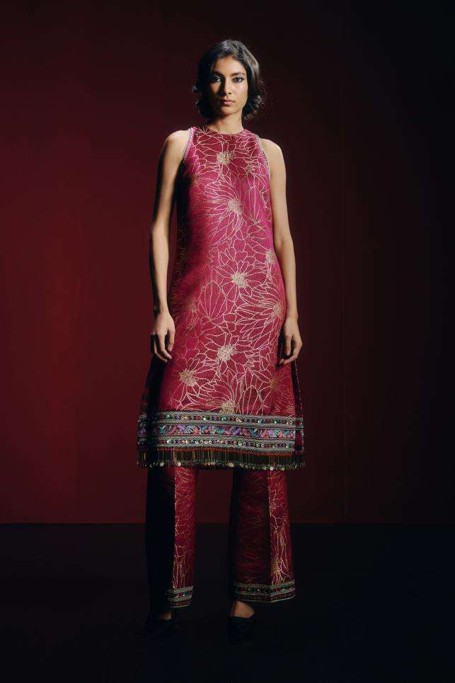 Buy Kshitij Jalori Soft Blue Silk brocade