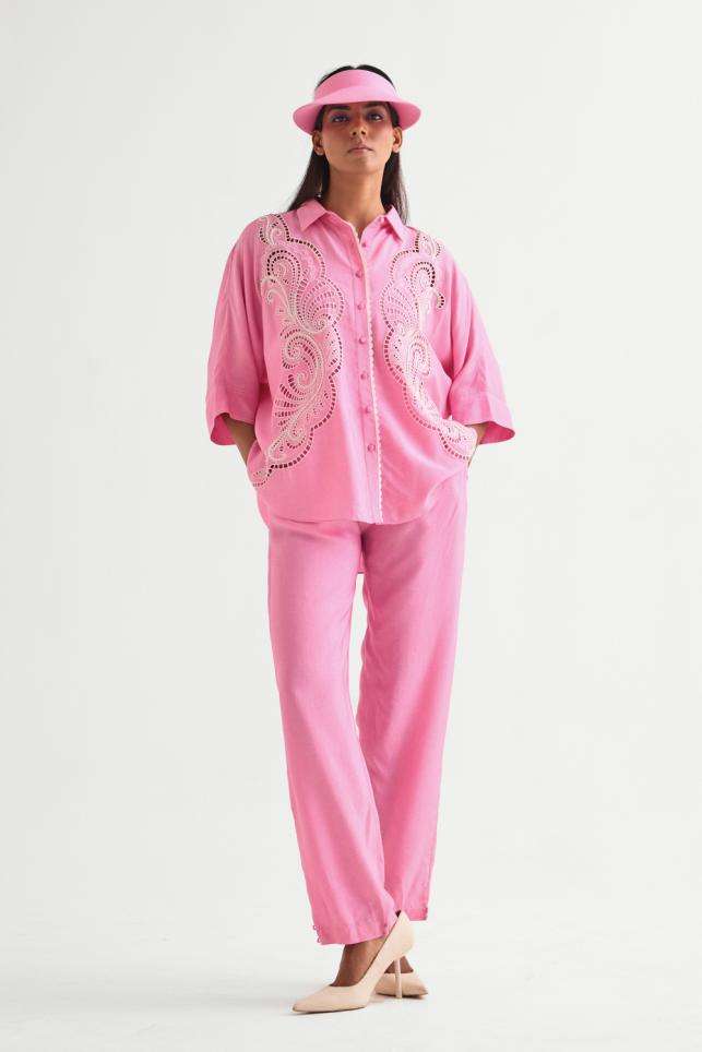 Buy Three Soft Pink Poplin, Chanderi Coordinate Sets