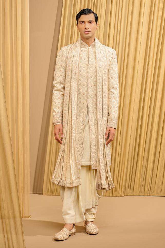 Buy Tarun Tahiliani Men Soft Pink Sherwani- silk dupion