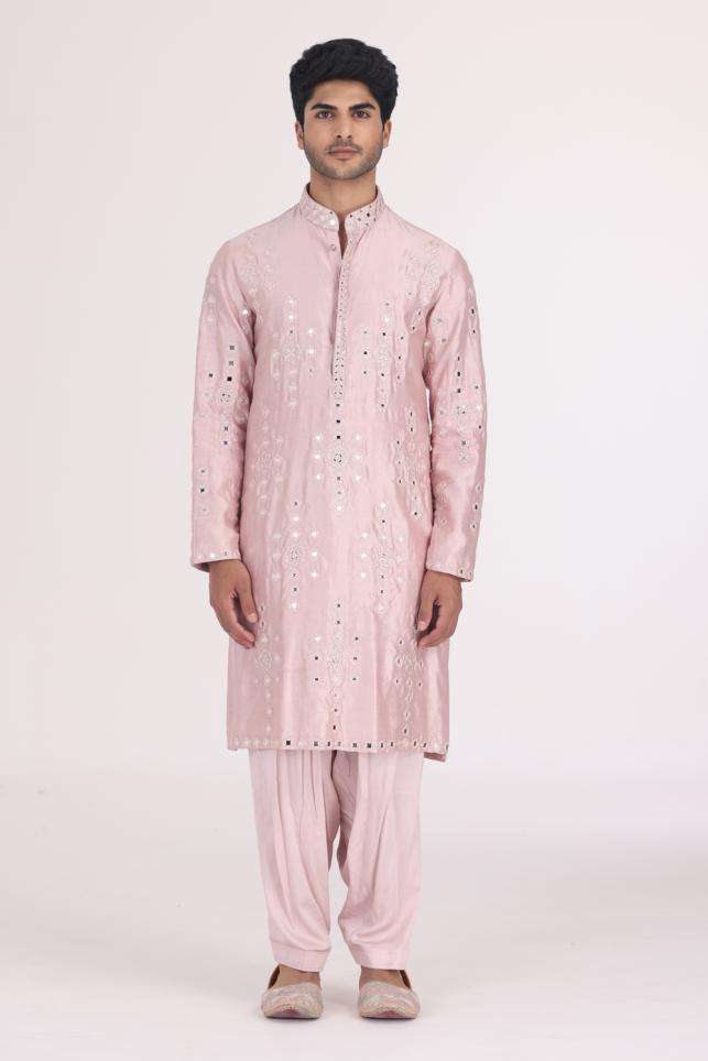Buy Abhinav Mishra Men Soft Orange Chanderi Kurtas & Kurta Sets