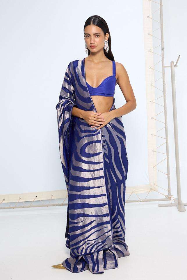 Buy Kshitij Jalori Soft Blue Silk brocade