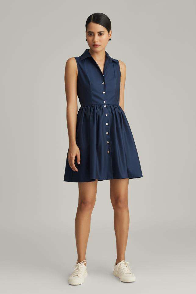 Buy Urvashi Kaur Soft Cotton jamdani polka, Linen noil Dresses