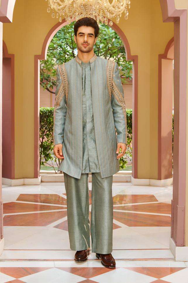 mint parison コート Contrast By Parth - Shop Designer Sherwanis, Nehru Jackets, Open