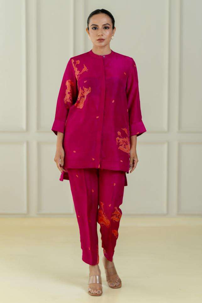 Buy Three Soft Pink Poplin, Chanderi Coordinate Sets