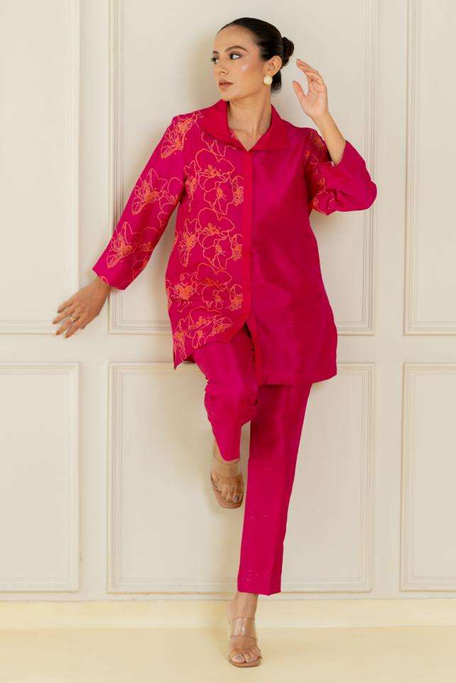 Buy Three Soft Pink Poplin, Chanderi Coordinate Sets