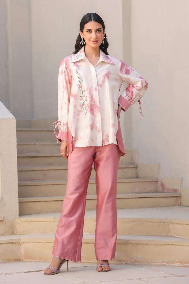 Buy Three Soft Pink Poplin, Chanderi Coordinate Sets