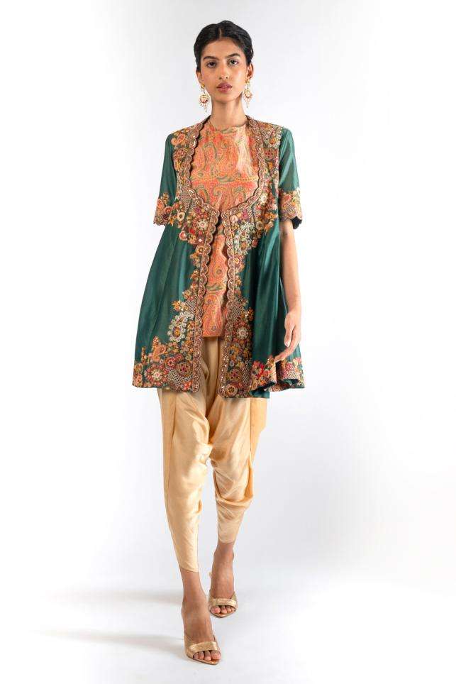 Buy Tarun Tahiliani Soft Green Corset : Tulle/Trousers