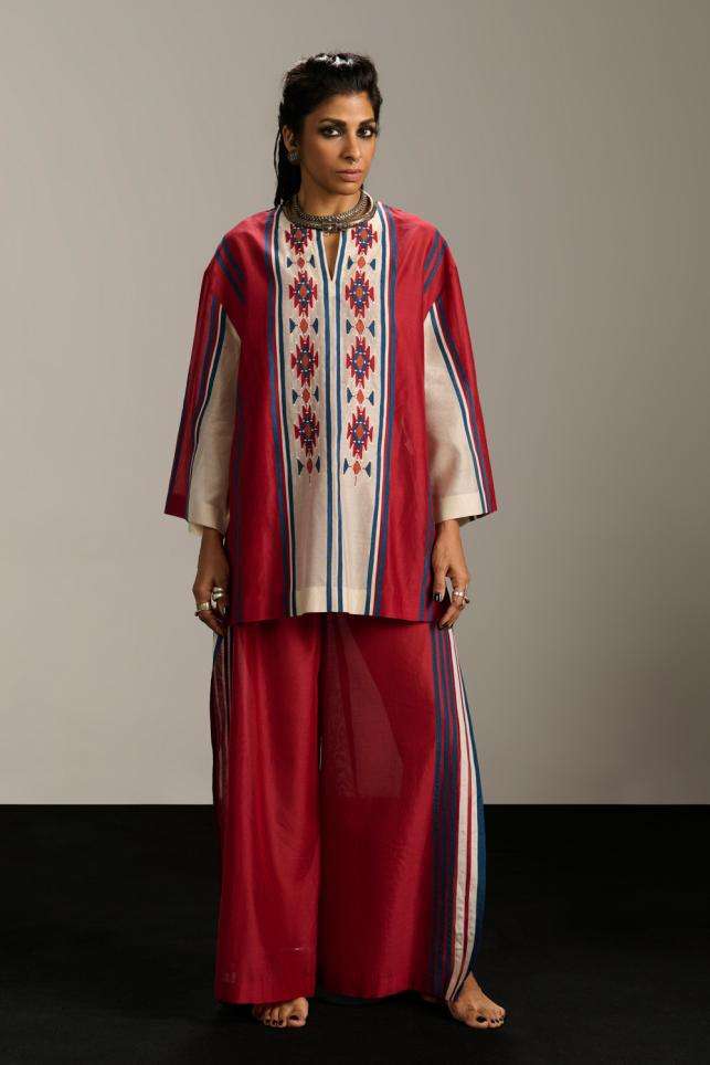 Buy Aseem Kapoor Soft Multi Cotton linen Resham thread embroidery Tops