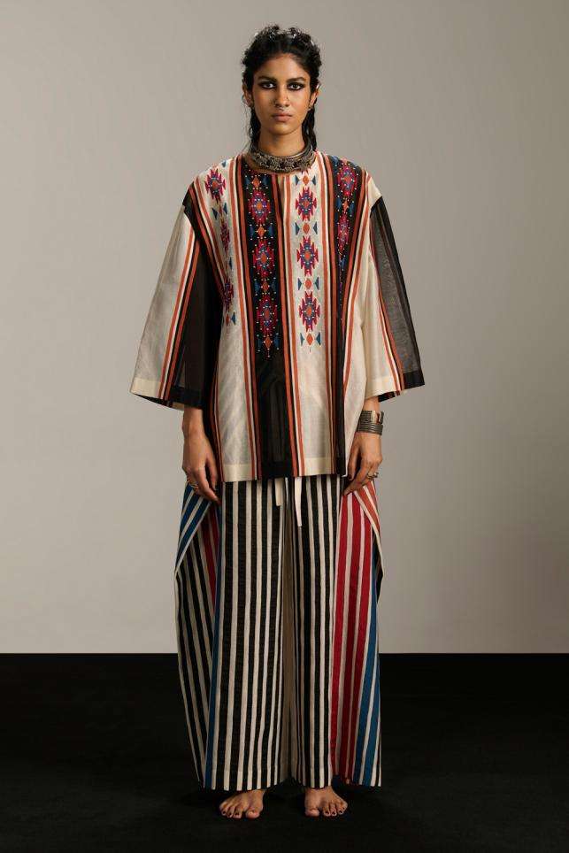 Buy Aseem Kapoor Soft Multi Cotton linen Resham thread embroidery Tops