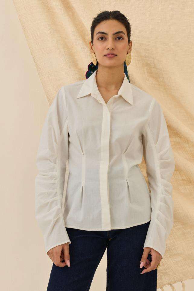 Buy 431-88 by Shweta Kapur x Ensemble Soft White Silk Tops