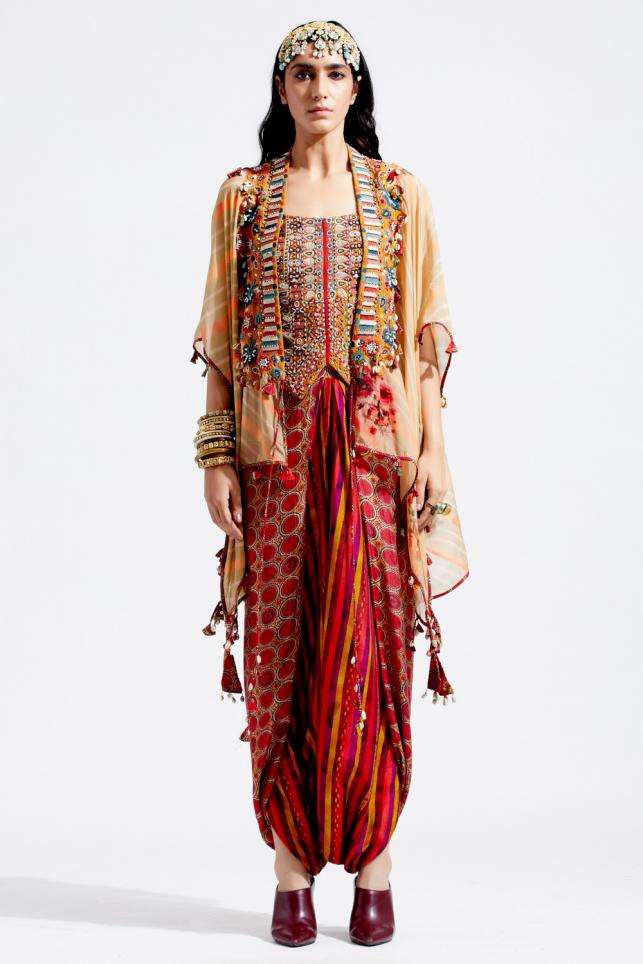 Buy Aseem Kapoor Soft Multi Jacket- sheer silk, blouse- cotton