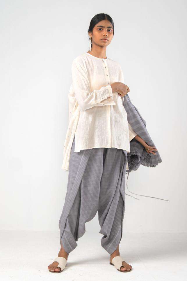 Buy Shriya Som Soft Ivory Blouse-tulle, organza ruffle Blouses